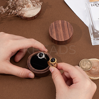2-Slot Round Wood Ring Storage Boxes CON-HY0001-05E-1