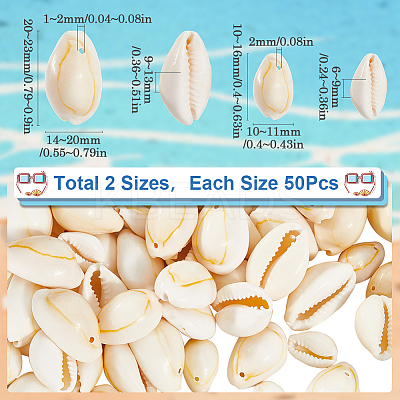 100Pcs 2 Styles Natural Cowrie Shell Pendants BSHE-SC0001-22-1