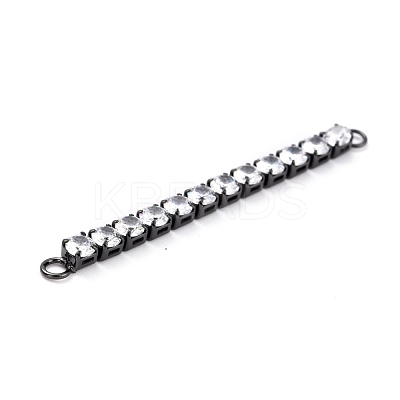 Brass Clear Round Cubic Zirconia Links Connectors ZIRC-G170-23B-1