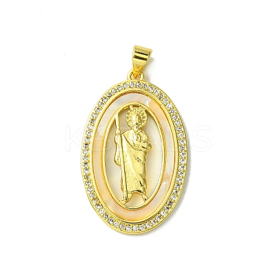 Real 18K Gold Plated Brass Micro Pave Cubic Zirconia Pendants KK-H472-14G-11-1