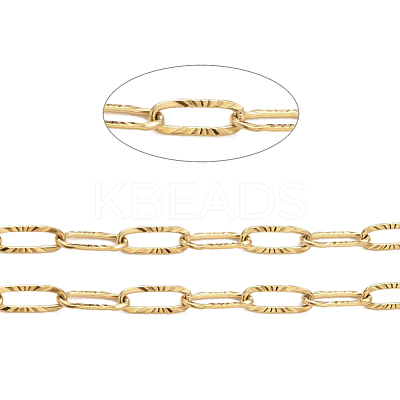 3.28 Feet 304 Stainless Steel Textured Paperclip Chains X-CHS-I009-01G-1