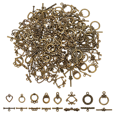 96Sets Tibetan Style Alloy Ring Toggle Clasps FIND-AR0005-76-1