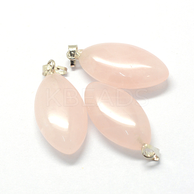 Horse Eye Natural Rose Quartz Pendants G-Q363-17-1