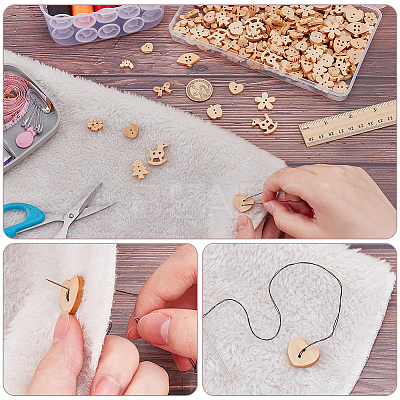 240Pcs 12 Styles 2-Hole Wood Buttons BUTT-WR0001-27-1