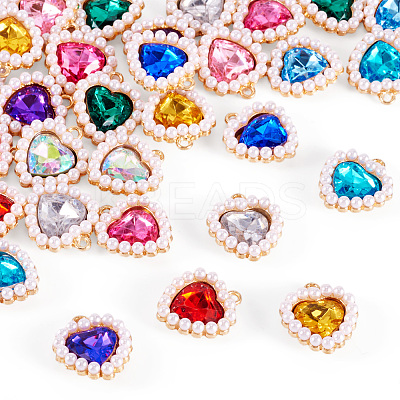 44Pcs 11 Colors Alloy Rhinestone Pendants ALRI-TA0001-27-1