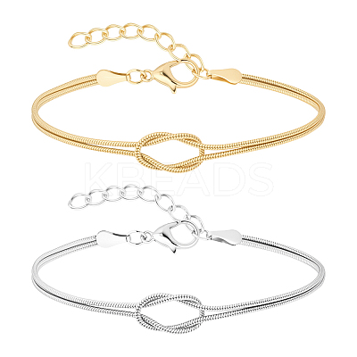 2 Bags 2 Colors Brass Snake Chain Bracelets for Women BJEW-GO0001-09-1