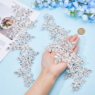 Acrylic Rhinestone Flower Appliques PATC-WH0017-03-1