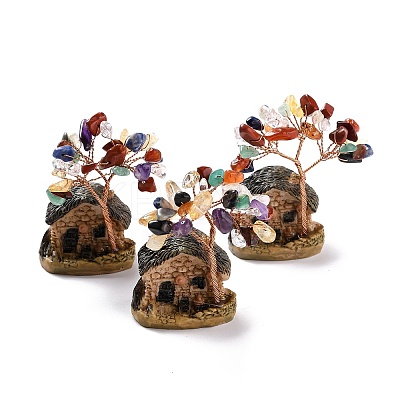 Resin & Natural Mixed Stone Model Ornament DJEW-Z001-01C-1