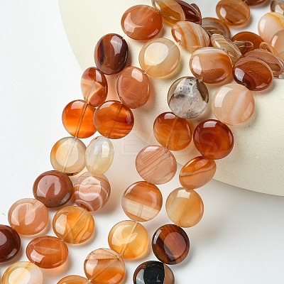 Flat Round Gemstone Natural Red Agate Stone Beads Strands X-G-S110-03-1