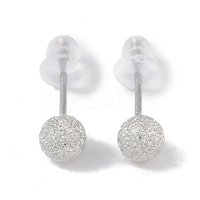 Anti-Tarnish Rhodium Plated 999 Fine Silver Texture Round Stud Earrings for Women EJEW-S215-08P-1