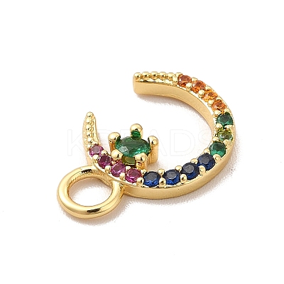 Rack Plating Brass Micro Pave Cubic Zirconia Charms KK-P230-21G-B-1
