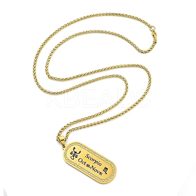 Constellation 304 Stainless Steel Micro Pave Clear Cubic Zirconia Wheat Chain Pendant Necklaces for Women Men NJEW-U007-01G-1