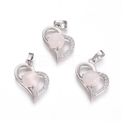 Natural Rose Quartz Pendants G-L512-O13-1