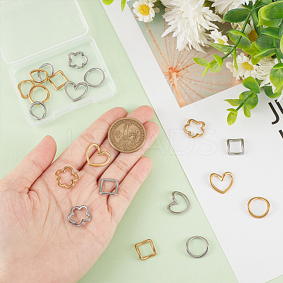 20Pcs 10 Style 304 Stainless Steel Linking Rings STAS-UN0045-29-1