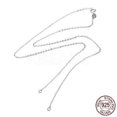 Rhodium Plated 925 Sterling Silver Cable Chains Necklace Makings STER-B001-03P-B-1