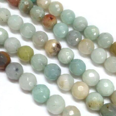Natural Flower Amazonite Beads Strands G-G542-8mm-02-1