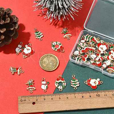 30Pcs 5 Styles Christmas Alloy Enamel Links FIND-FS0004-93-1