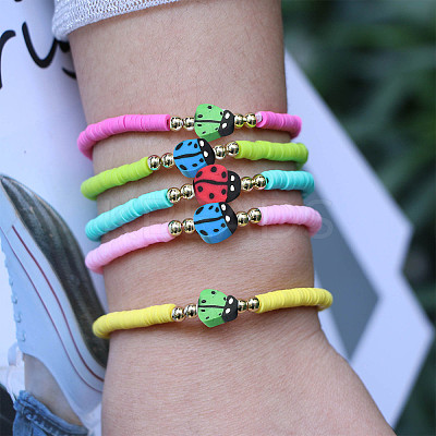 5 Strands Handmade Polymer Clay Beads CLAY-SC0001-45A-1