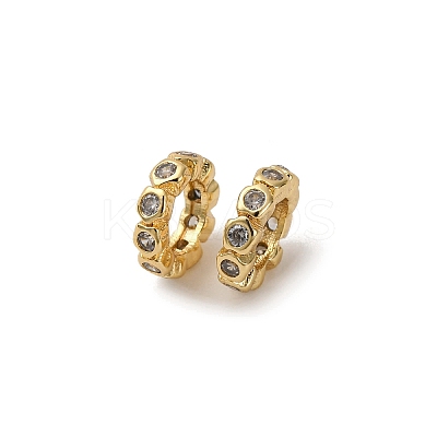 Brass Micro Pave Clear Cubic Zirconia Rondelle European Beads KK-D388-06G-1