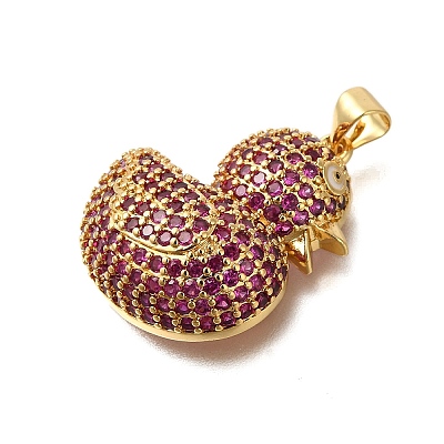 Rack Plating Brass Micro Pave Cubic Zirconia Pendants ZIRC-F142-01G-1
