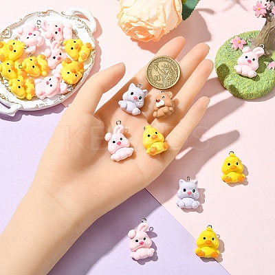 20Pcs Animal Series Opaque Resin Pendants CRES-YW0002-51-1
