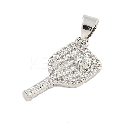Rack Plating Brass Micro Pave Clear Cubic Zirconia Pendants KK-U021-08P-1