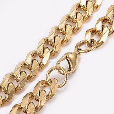 Men's 304 Stainless Steel Faceted Curb Chain Necklaces NJEW-I205-21G-1