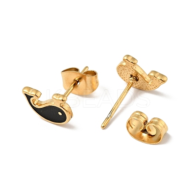 Ion Plating(IP) Enamel Dolphin Stud Earrings with 316 Surgical Stainless Steel Pins EJEW-A081-02G-1
