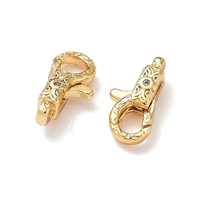 Textured Brass Micro Pave Cubic Zirconia Lobster Claw Clasps KK-Z136-22G-02-1