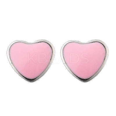 Enamel Heart Stud Earrings EJEW-B009-12P-1
