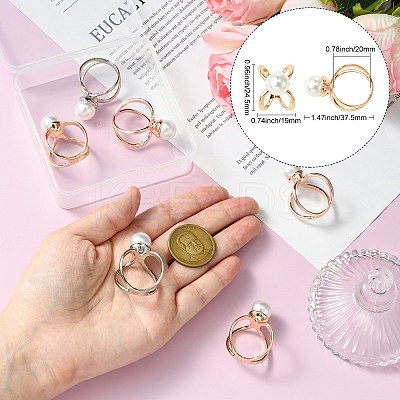 6Pcs 3 Colors Alloy with Plastic Scarf Buckle Ring AJEW-CJ0001-38-1