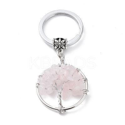 Natural Rose Quartz Keychain KEYC-E023-03E-1