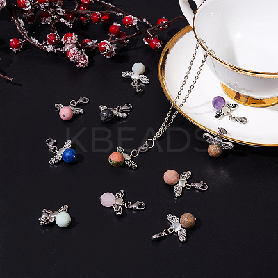Angel Theme Natural Gemstone Pendants HJEW-PH0001-20AS-1