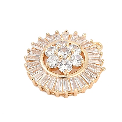Brass Micro Pave Cubic Zirconia with Glass Pendants KK-Q026-15G-1