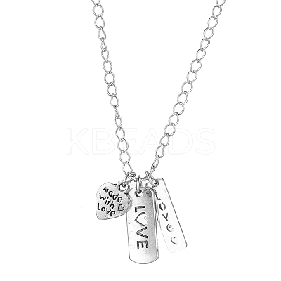 Valentine's Day Alloy and 201 Stainless Steel Word Love Pendant Necklaces NJEW-JN04693-1