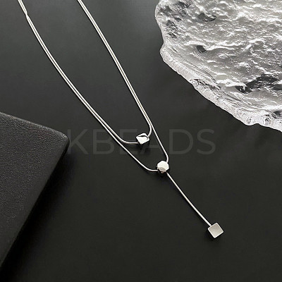 Non-Tarnish 304 Stainless Steel Round Snake Chains Double Layer Necklaces BJEW-K257-03P-1