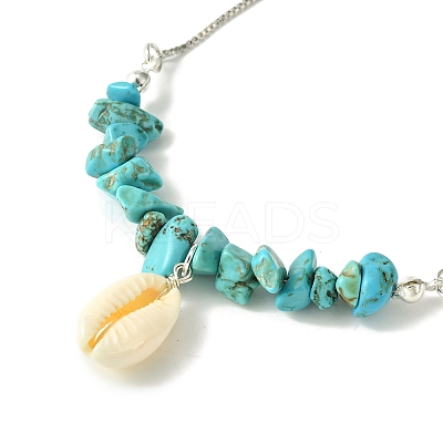 Natural Shell Charms Slider Bracelet BJEW-TA00365-02-1
