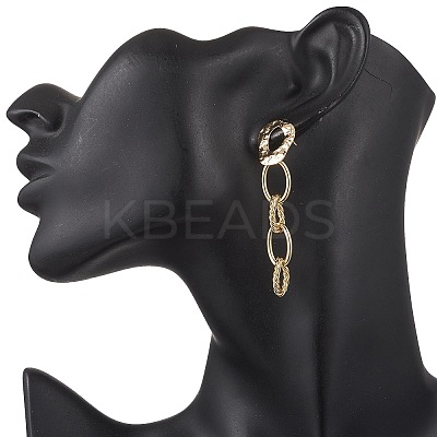 Brass Oval Dangle Stud Earrings EJEW-JE06686-1