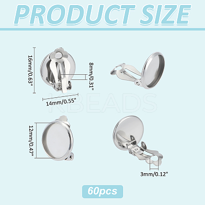 60Pcs 316 Stainless Steel Clip-on Earring Findings STAS-ME0001-61-1