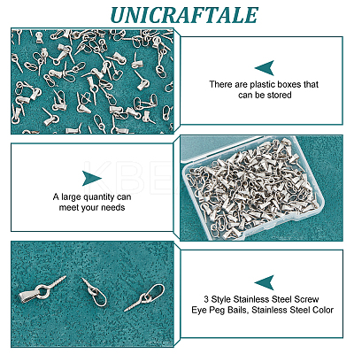 90Pcs 3 Style 304 Stainless Steel Screw Eye Peg Bails STAS-UN0052-88-1