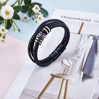 Word Love You Forever Braided Leather Triple Layer Multi-strand Bracelet JB750A-1
