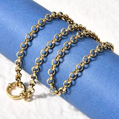 304 Stainless Steel Rolo Chain Necklaces with Spring Ring Clasps for Women NJEW-Z091-03G-1