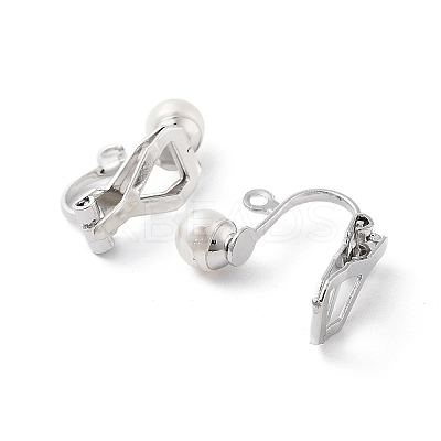304 Stainless Steel Clip-on Earring Findings with Imitation Pearl Plastic Beaded STAS-H216-03A-P-1