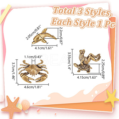 3Pcs 3 Styles Antique Bronze Brass Display Decoraions DJEW-NB0001-44-1