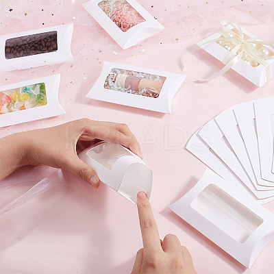 Paper Pillow Candy Boxes with Rectangle Visible Window LS-CON-WH0094-18A-1
