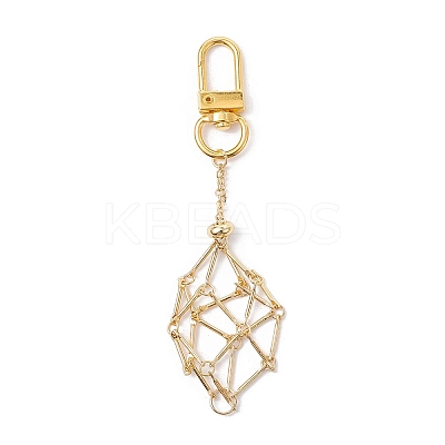 Brass Macrame Pouch Stone Holder Pendant Decoration HJEW-JM01690-01-1