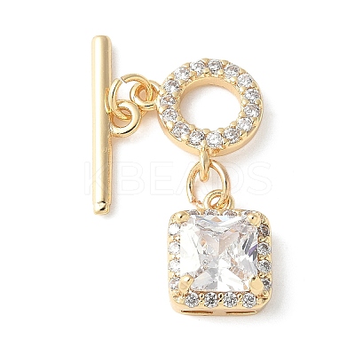 Brass Pave Clear Cubic Zirconia Toggle Clasps KK-A253-08G-1