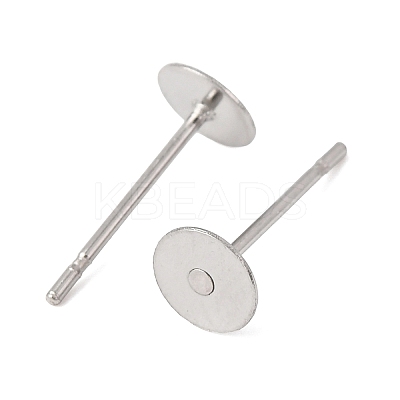 Tarnish Resistant 304 Stainless Steel Flat Round Blank Peg Stud Earring Findings X-STAS-S028-24-1