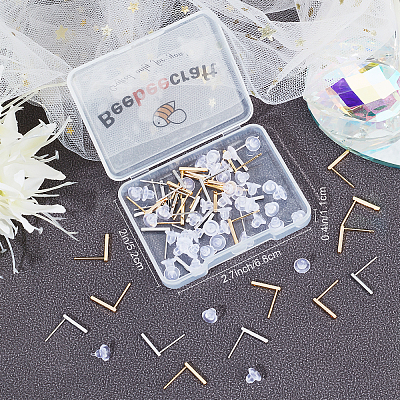 40Pcs 2 Colors Brass Stud Earring Findings KK-BBC0002-80-1