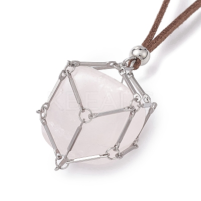 Crystal Holder Cage Necklace NJEW-JN04587-03-1